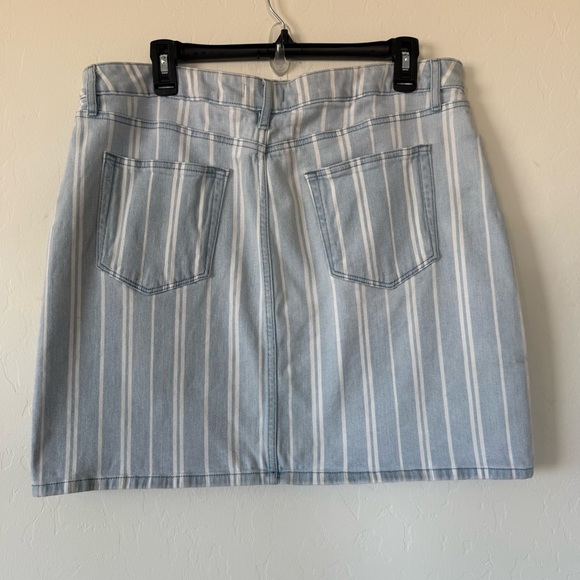 Loft Blue and White Striped Light Wash Denim Mini Skirt Plus Size 14 - Picture 5 of 7